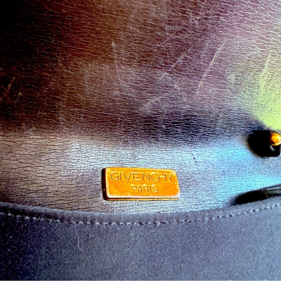 Vintage Givenchy Calfskin Satin Emblem Crossbody Black - Picture 8 of 16